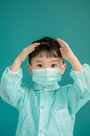 流感儿童肖像医疗摄影图