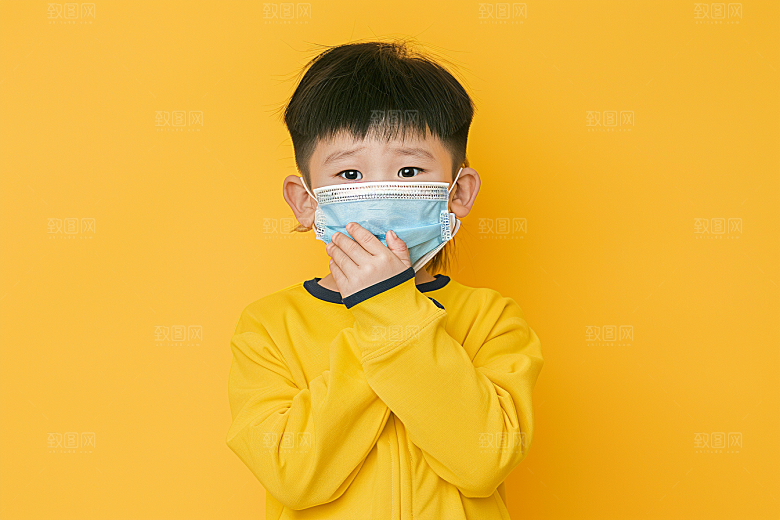 流感儿童高清病毒摄影图
