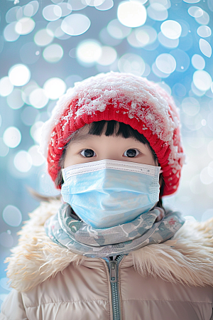 流感儿童发烧人物摄影图