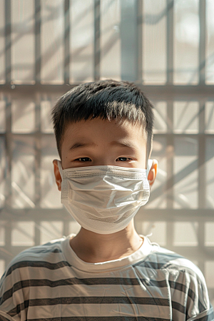 流感儿童流行病人物摄影图
