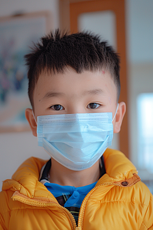 流感儿童发烧高清摄影图