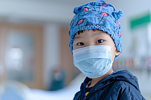 流感儿童戴口罩病毒摄影图