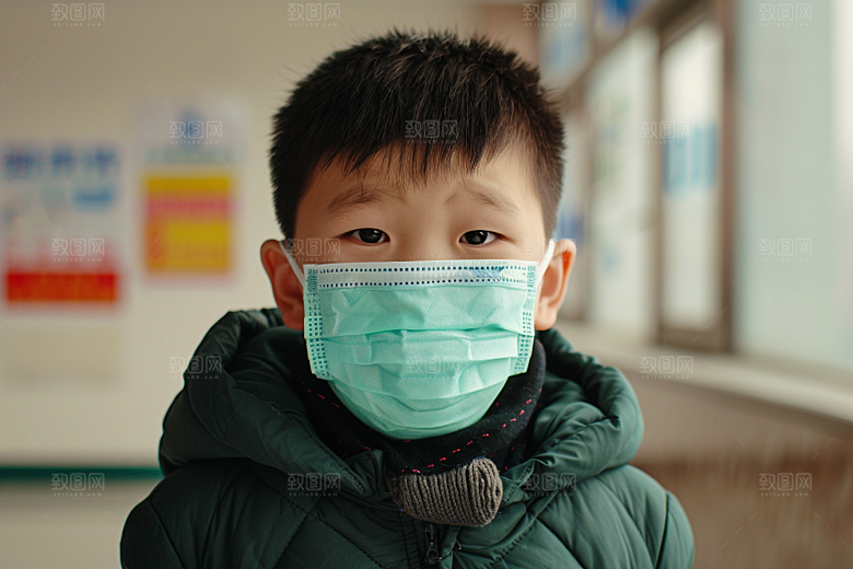 流感儿童人物病毒摄影图