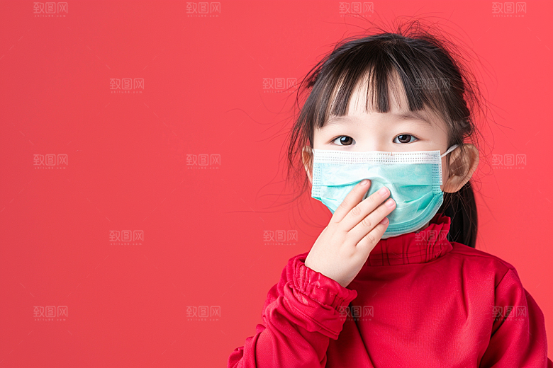流感儿童病毒肖像摄影图
