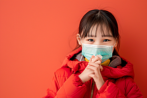 流感儿童肖像人物摄影图
