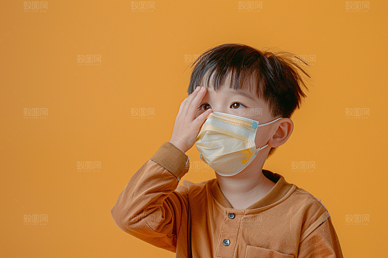 流感儿童感冒病毒摄影图