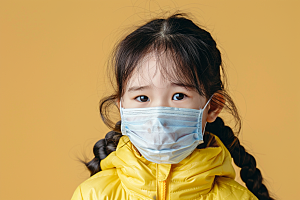 流感儿童流行病肖像摄影图