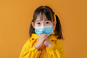流感儿童肖像预防传染摄影图