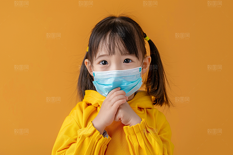 流感儿童肖像预防传染摄影图