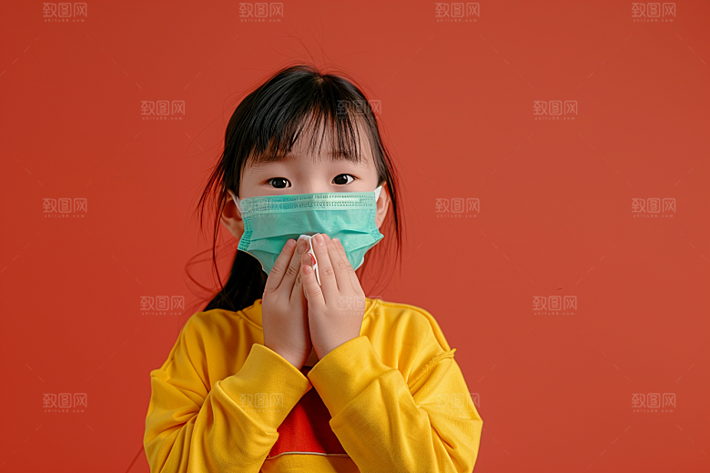 流感儿童病毒医学摄影图