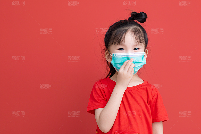 流感儿童人物肖像摄影图