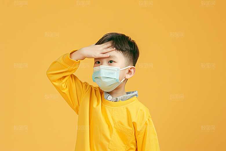 流感儿童发烧医学摄影图