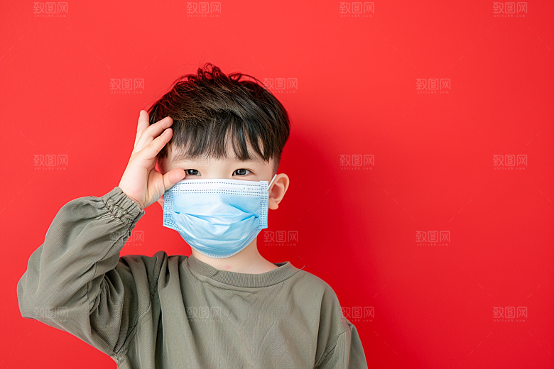 流感儿童流行病高清摄影图