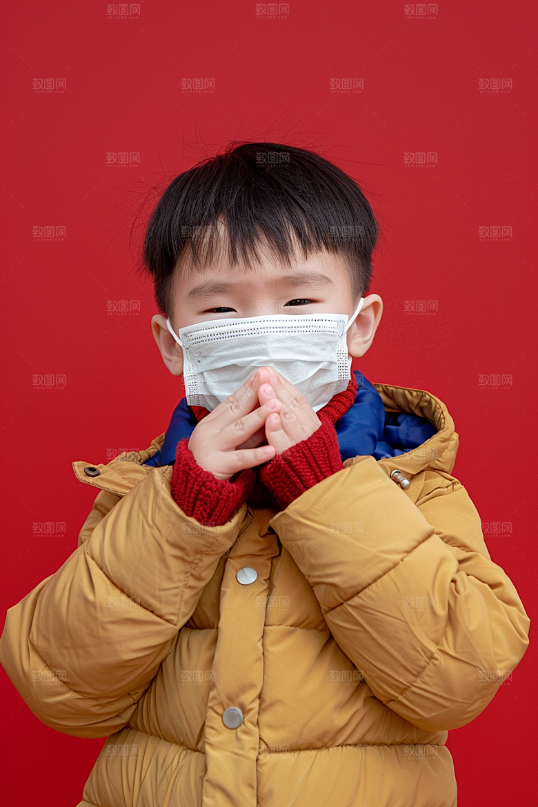 流感儿童肖像预防传染摄影图