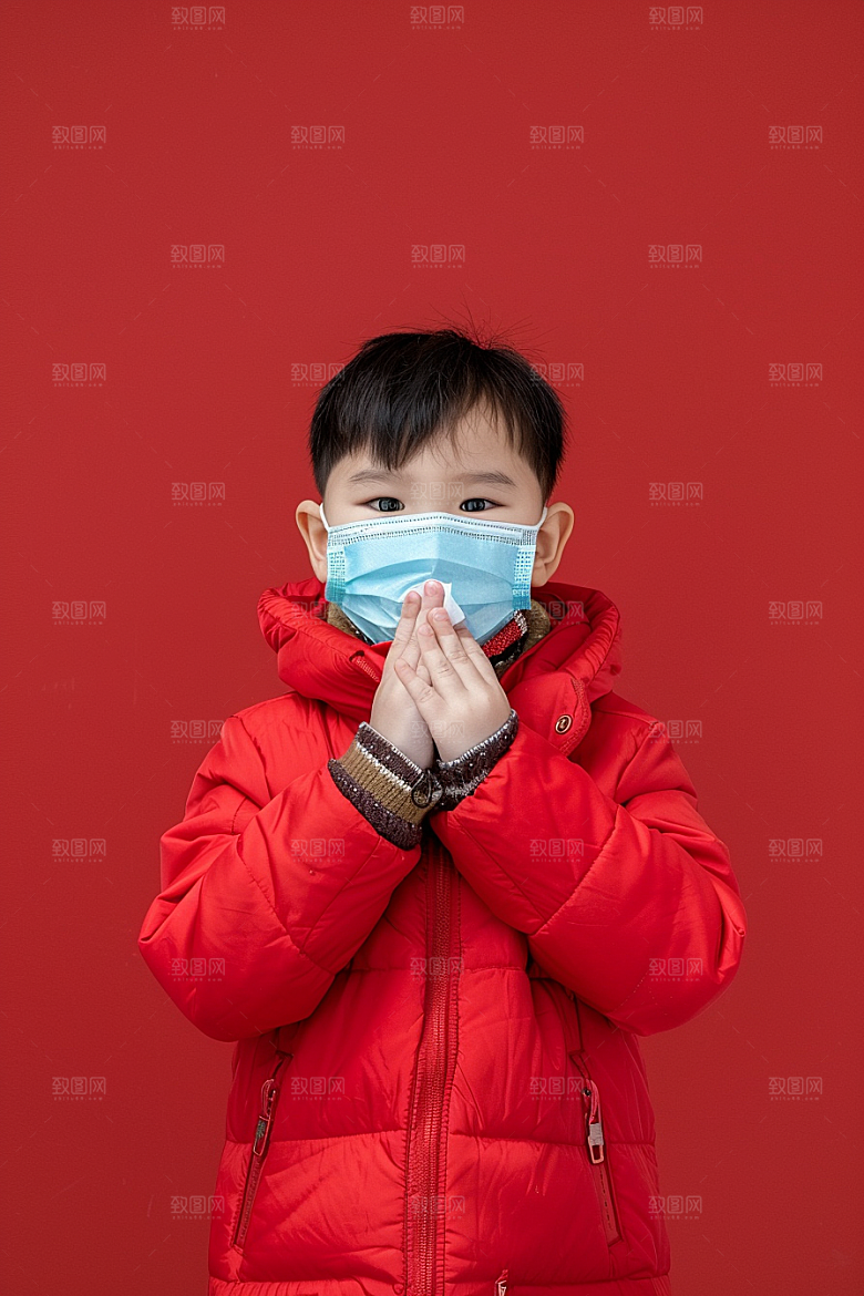 流感儿童流行病医疗摄影图