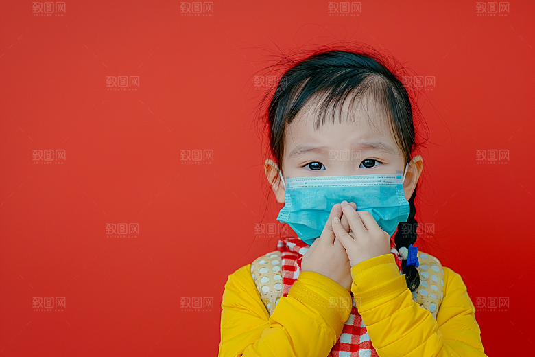 流感儿童医学医疗摄影图