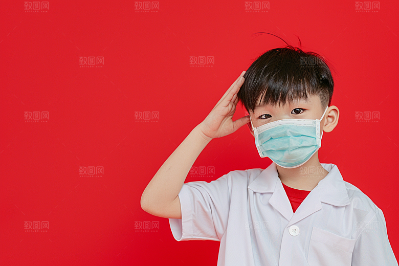 流感儿童高清病毒摄影图