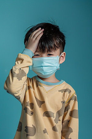 流感儿童感冒发烧摄影图