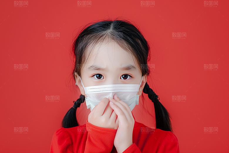 流感儿童病毒发烧摄影图