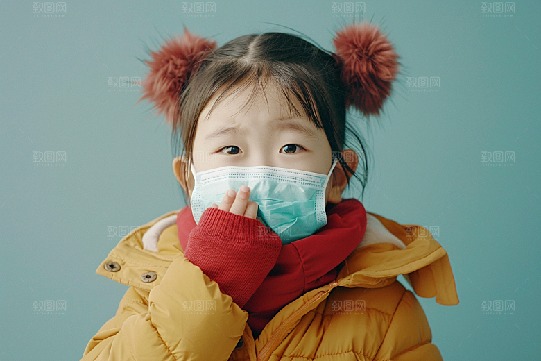 流感儿童病毒传播摄影图