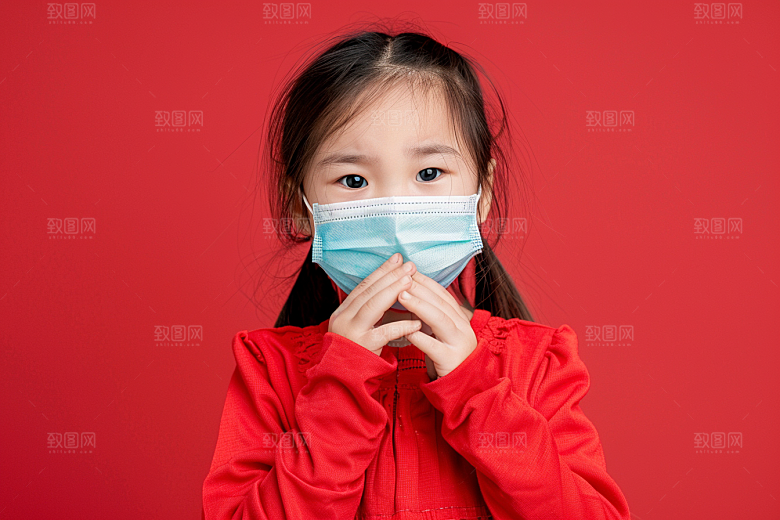 流感儿童传播高清摄影图