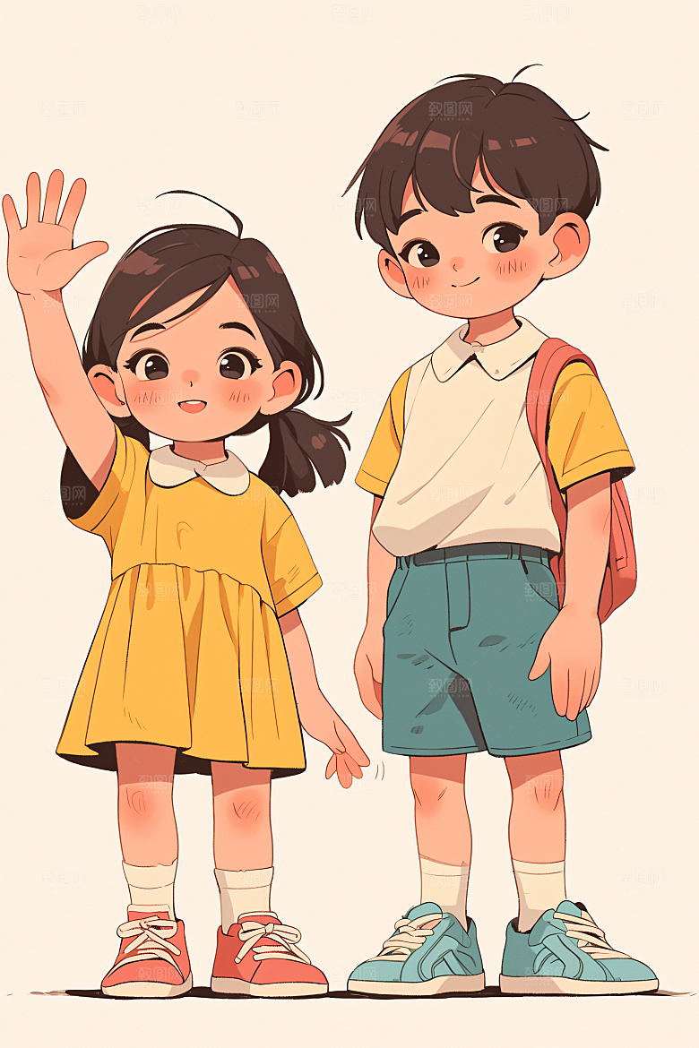 六一儿童节开心小朋友多彩插画
