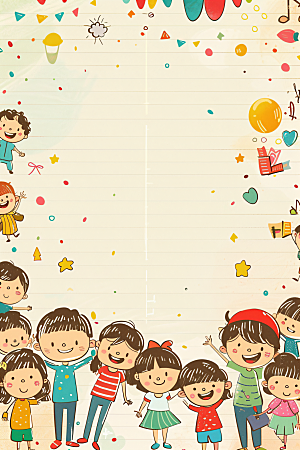 六一儿童节幸福童年手绘插画