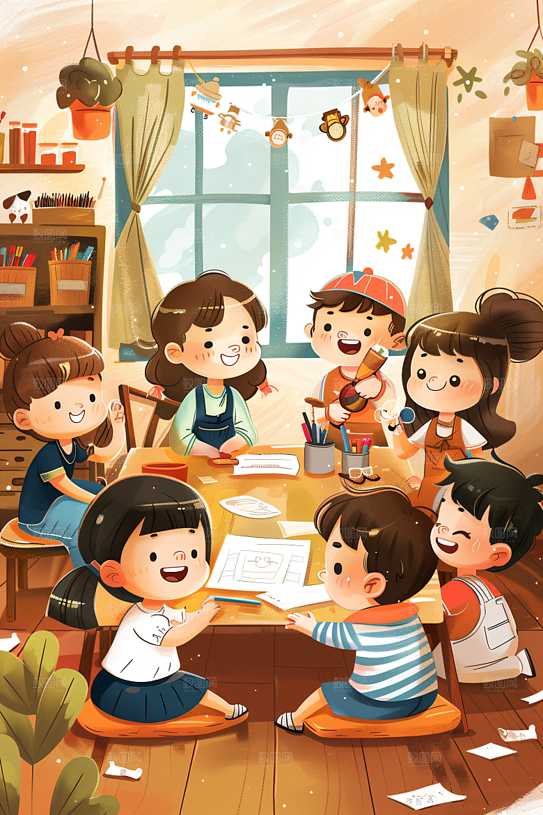六一儿童节快乐开心小朋友插画