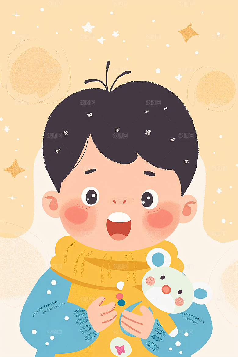 六一儿童节开心小朋友快乐插画