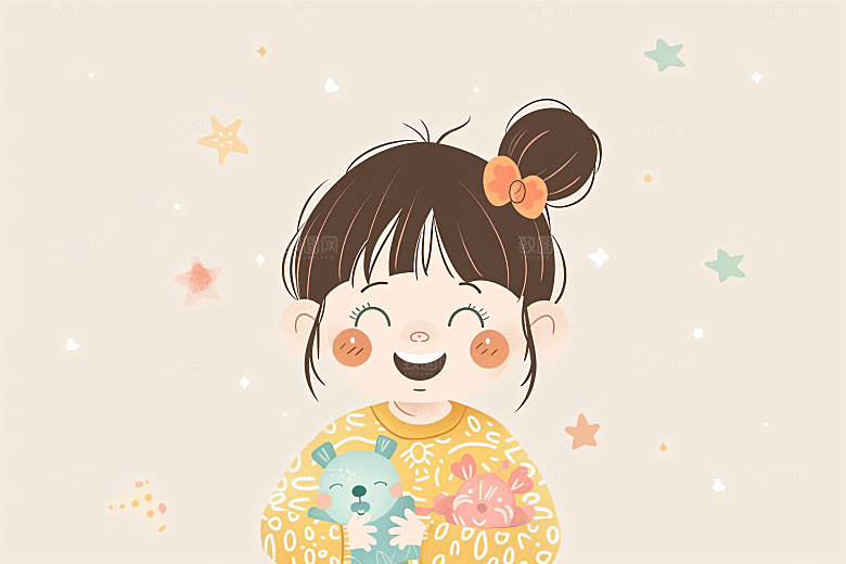 六一儿童节开心小朋友欢乐儿童插画
