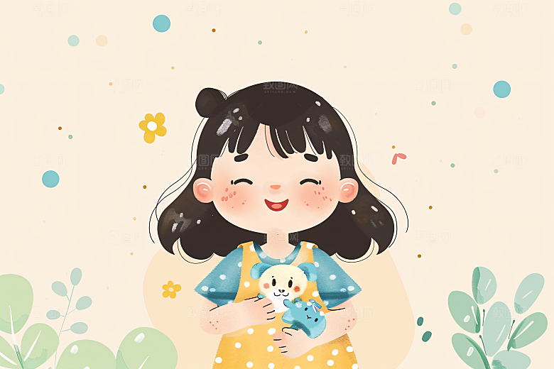 六一儿童节快乐玩耍插画