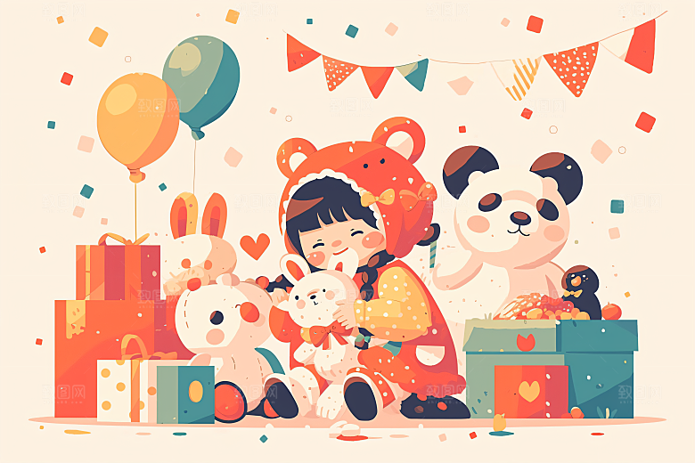 六一儿童节手绘欢乐儿童插画