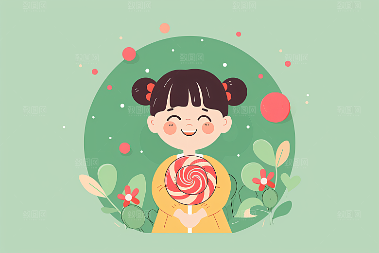 六一儿童节欢乐儿童多彩插画