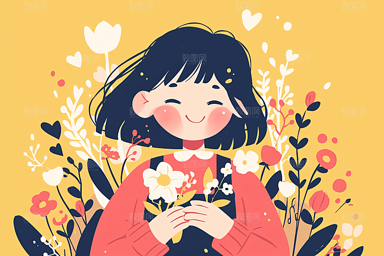六一儿童节人物多彩插画