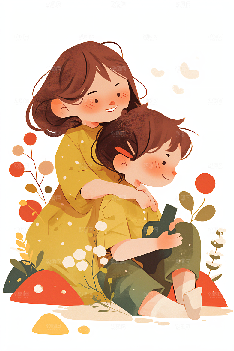 六一儿童节人物手绘插画