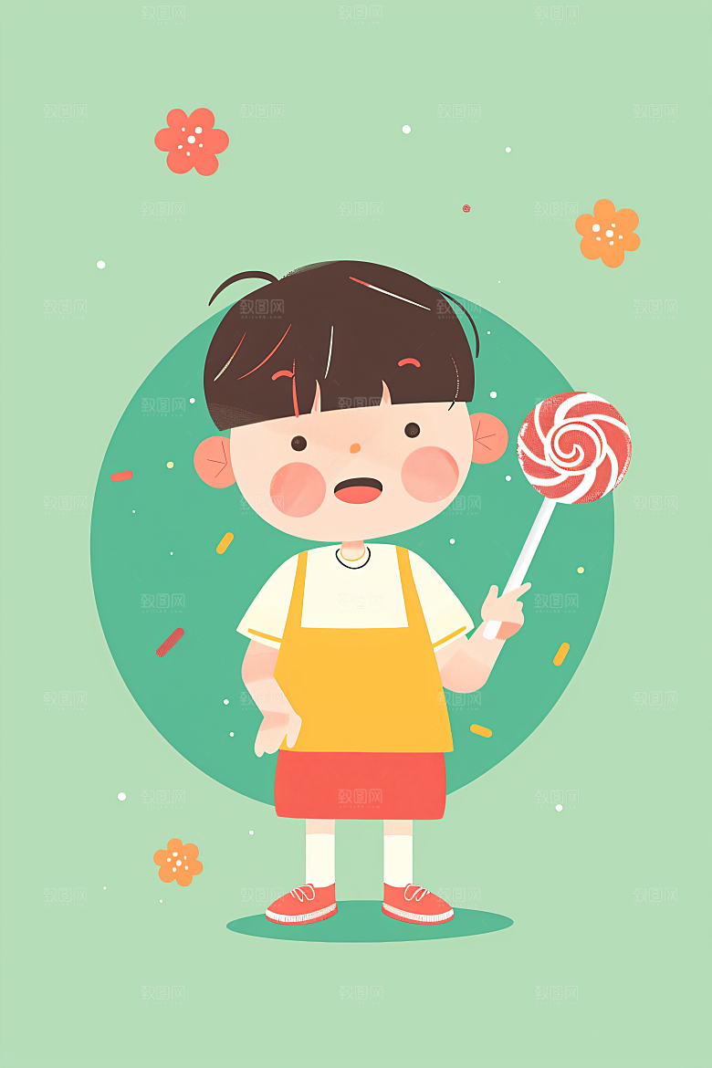 六一儿童节手绘多彩插画