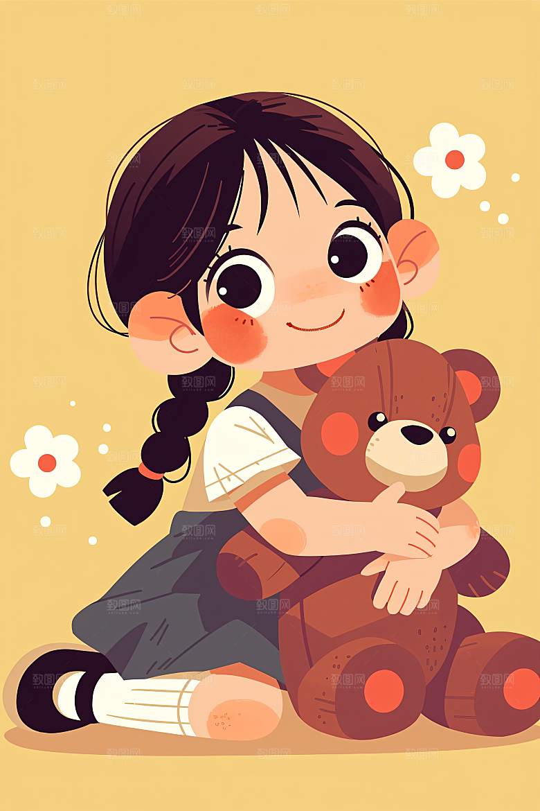 六一儿童节幸福童年开心小朋友插画