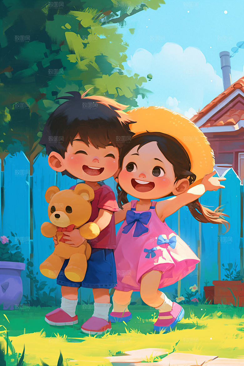 六一儿童节欢乐儿童幸福童年插画
