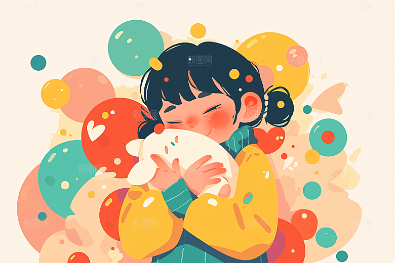 六一儿童节多彩童趣插画