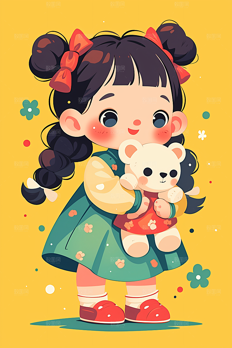 六一儿童节卡通多彩插画