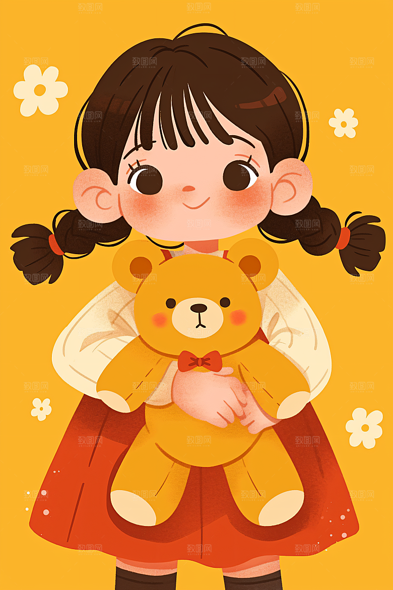 六一儿童节人物开心小朋友插画