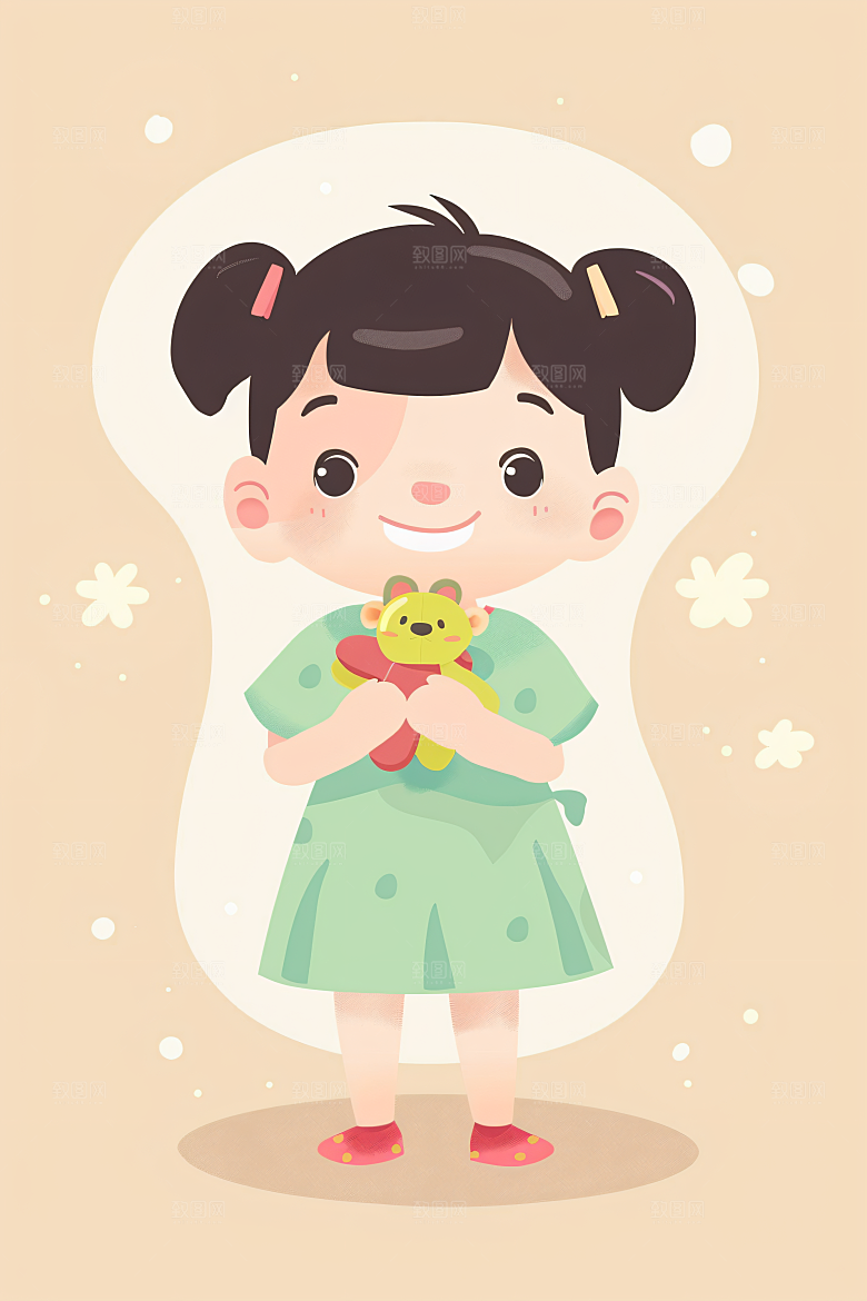 六一儿童节多彩玩耍插画