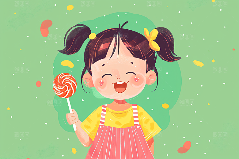 六一儿童节人物幸福童年插画