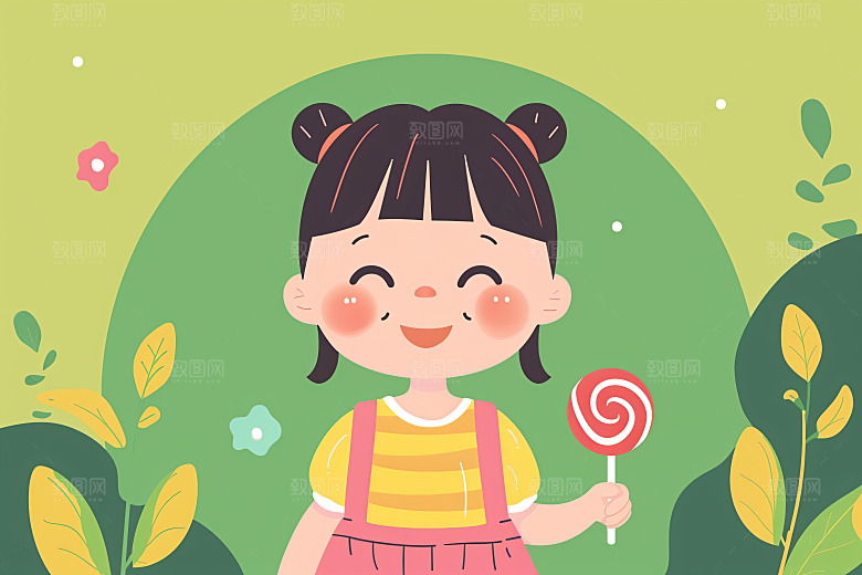 六一儿童节玩耍欢乐儿童插画