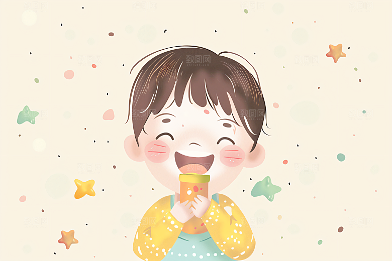 六一儿童节幸福童年开心小朋友插画