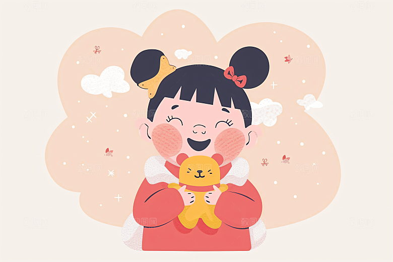 六一儿童节开心小朋友人物插画