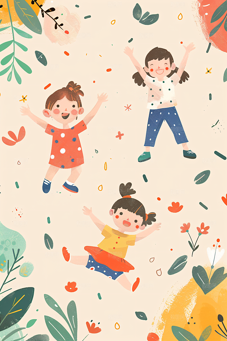 六一儿童节幸福童年快乐插画