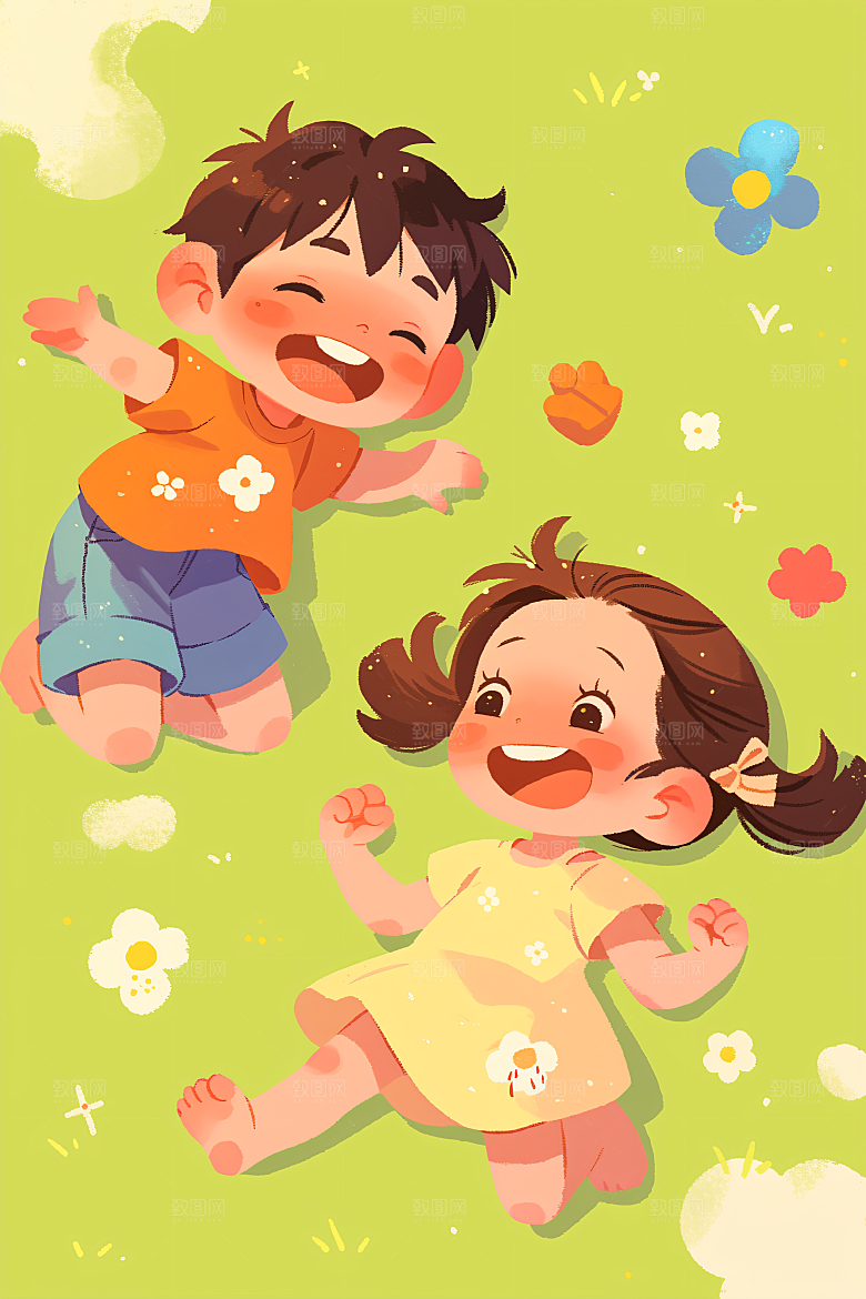 六一儿童节欢乐儿童卡通插画