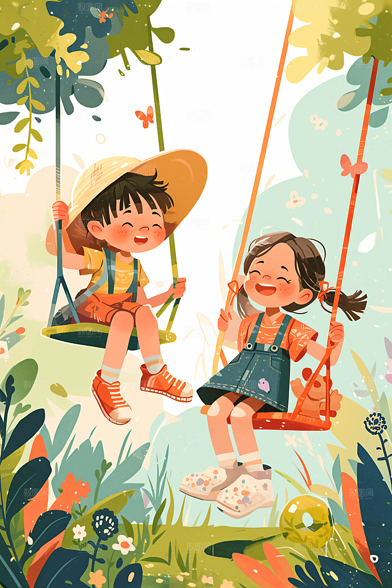 六一儿童节手绘快乐插画