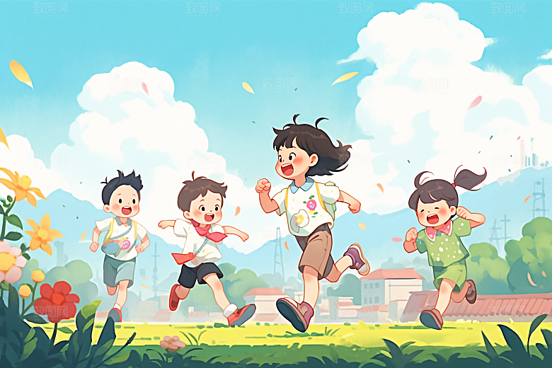 六一儿童节卡通童趣插画